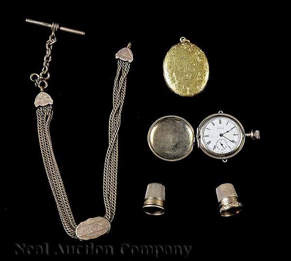 Appraisal: A Group of Victorian Gold Lady's Items including a rose