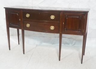 Appraisal: HARDEN Mahogany Sheraton Style Sideboard Banded pencil inlay bowed top