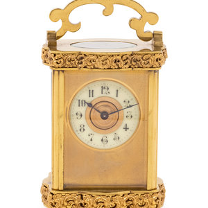 Appraisal: A French Gilt Metal Carriage Clock Circa Height overall inches