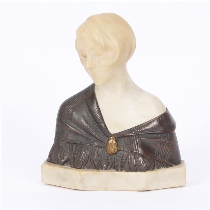 Appraisal: Italian marble and bronze Art Deco bust signed Piccardi Sestini