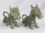 Appraisal: A pair of Benin bronze leopards seated ht cm