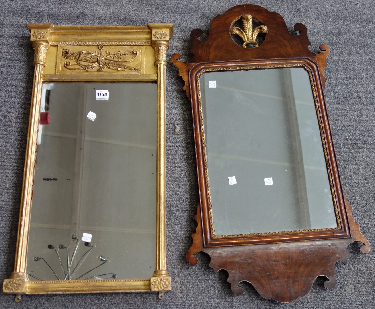 Appraisal: An early th century gilt framed rectangular wall mirror with