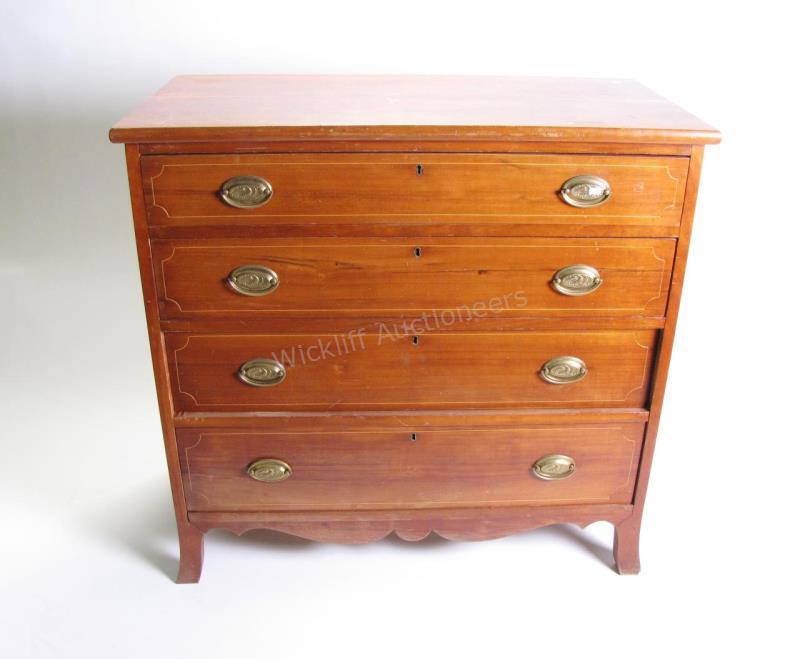 Appraisal: An antique four-drawer Hepplewhite style chest with banded inlay on