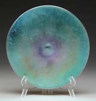 Appraisal: STEUBEN AURENE DISC Iridescent blue coloring with gold and purple