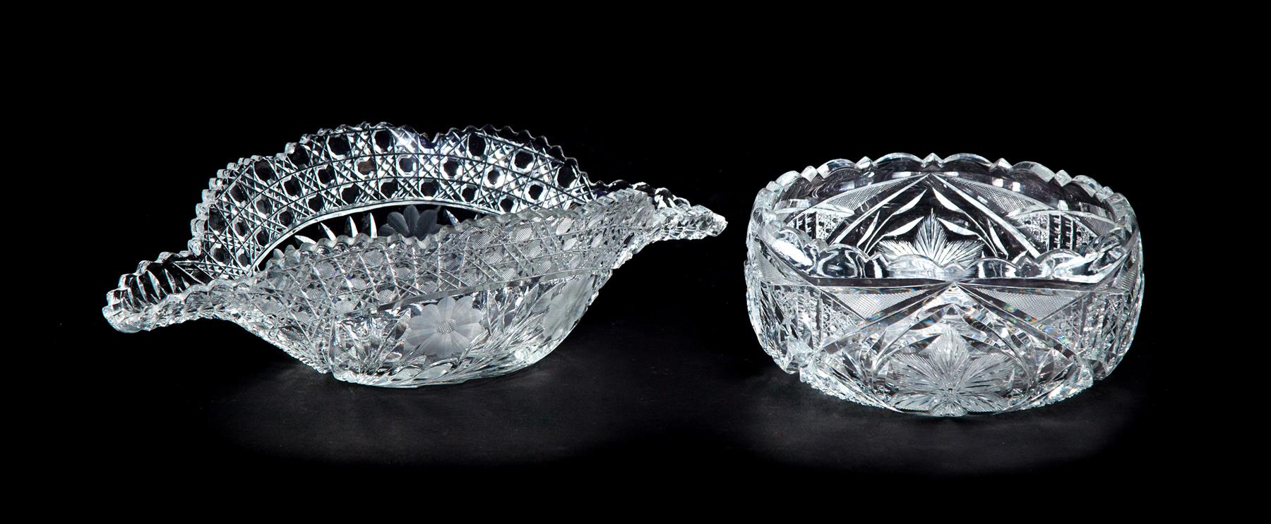 Appraisal: TWO BRILLIANT PERIOD CUT GLASS BOWLS American ca Bowl with