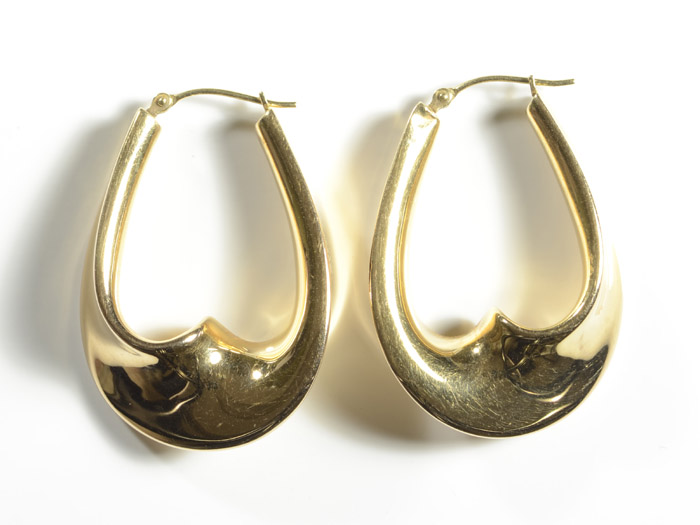 Appraisal: PAIR OF FOURTEEN KARAT GOLD EARRINGS each yellow gold hoop