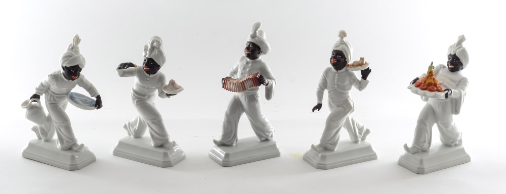 Appraisal: ROSENTHAL BLACKAMOOR FIGURINES piece set designed by H Meisel with