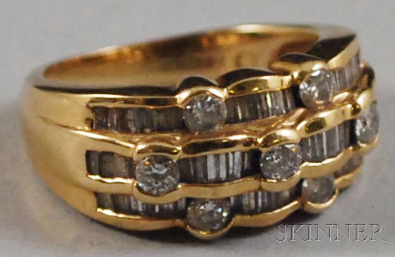 Appraisal: kt Gold and Diamond Ring set with round and baguette