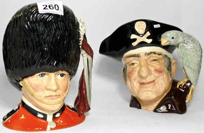 Appraisal: Royal Doulton Large Character Jugs The Guardsman D and Long