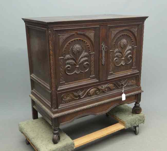 Appraisal: Jacobean style two door single drawer chest '' W ''