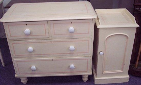 Appraisal: A painted pine chest of two short and two long