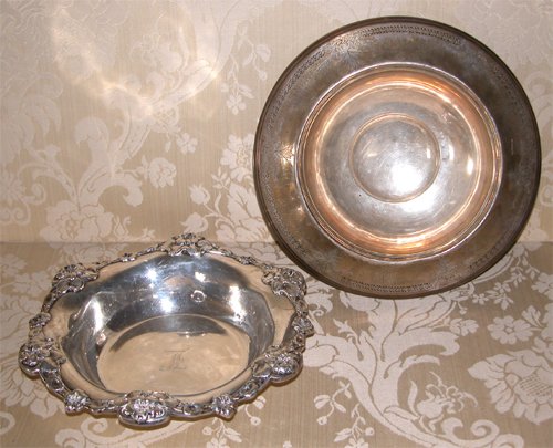 Appraisal: Title Silver Serving Bowls Hardy Hayes footed w reticulated border