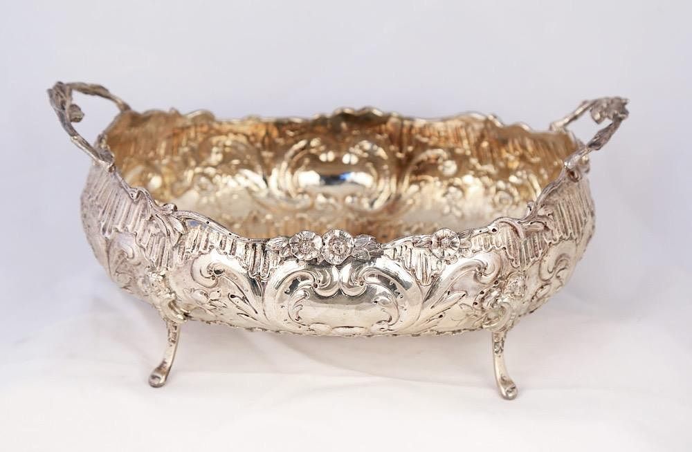 Appraisal: A Continental Silver Centerbowl c Footed form decorated with scrollwork