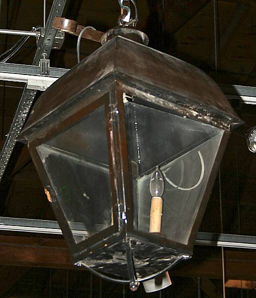 Appraisal: A tole lantern with X-scroll ceiling bracket greatest height in