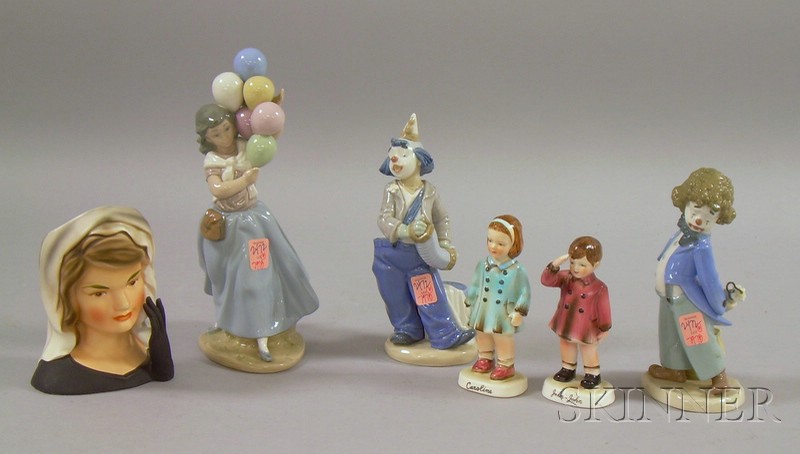 Appraisal: Three Lladro Porcelain Figures and Three Inarco Ceramic Kennedy Figural