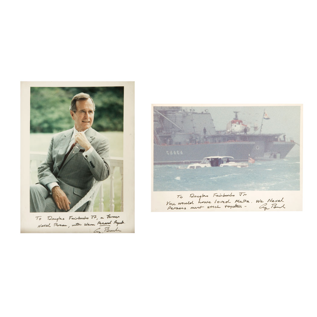 Appraisal: PRESIDENTIAL Two color photographs of President George Bush Sr Each