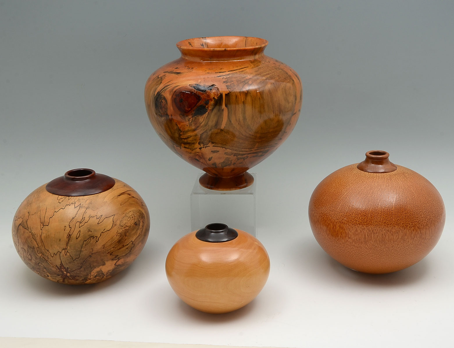 Appraisal: PC JOHN PENROD TURNED WOOD VASES Comprising - Signed John