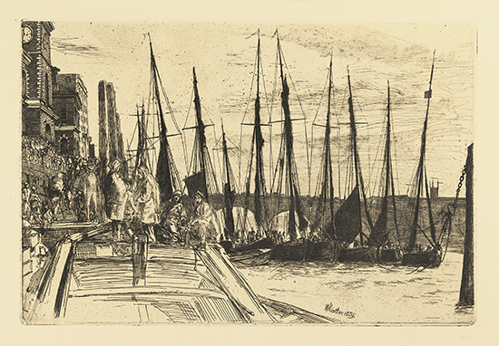 Appraisal: JAMES A M WHISTLER Billingsgate Etching printed in dark brownish-black