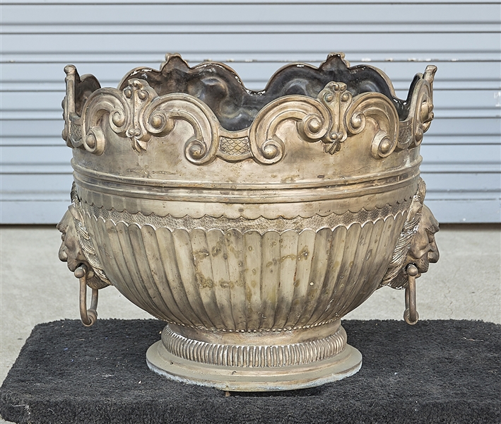 Appraisal: Heavy Chinese cast iron censer with lion head ring handles