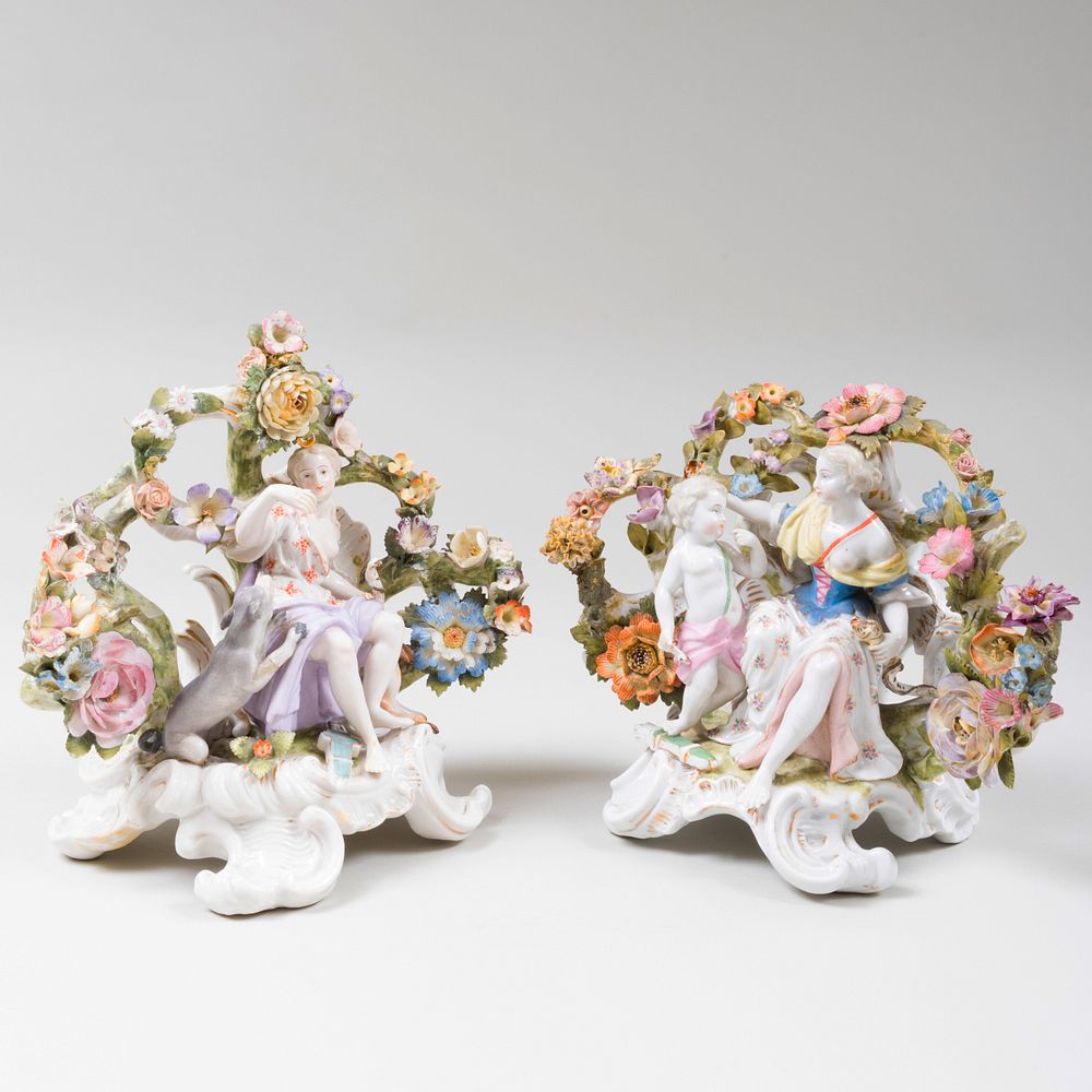 Appraisal: Pair of Meissen Helena Wolfson Mythological Figural Groups Blue interlaced