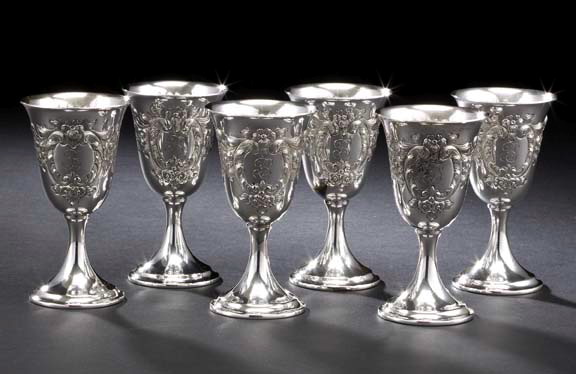 Appraisal: Set of Twelve American Celestis -Pattern Sterling Silver Water Goblets