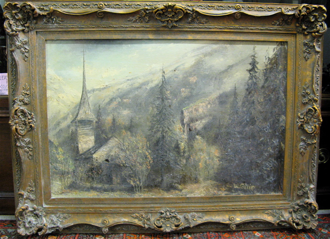 Appraisal: WILLY GISIN OIL ON MASONITE Swiss - Mountain landscape with