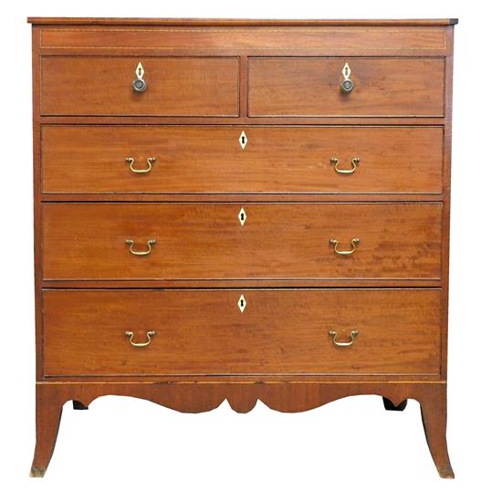 Appraisal: Georgian chest of drawers mahogany with patterned banding at top