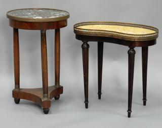 Appraisal: Two French style marble top stands ht ht Two French