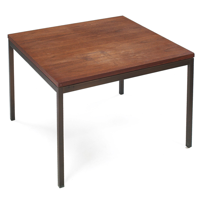 Appraisal: Florence Knoll occasional table by Knoll square walnut top supported