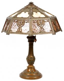 Appraisal: AMERICAN CAST METAL CARAMEL SLAG GLASS TABLE LAMP AMERICAN CAST