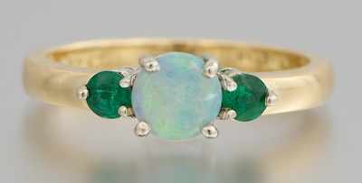 Appraisal: A Ladies' White Opal and Emerald Ring k yellow gold