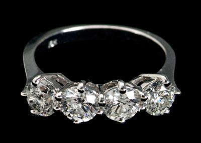 Appraisal: Diamond ring four round brilliant-cut diamonds total estimated weight ct