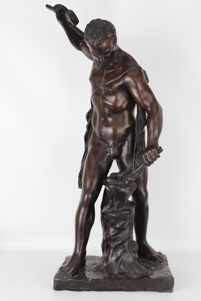 Appraisal: Monumental Bronze Sculpture of Steel Worker Monumental Bronze Sculpture of