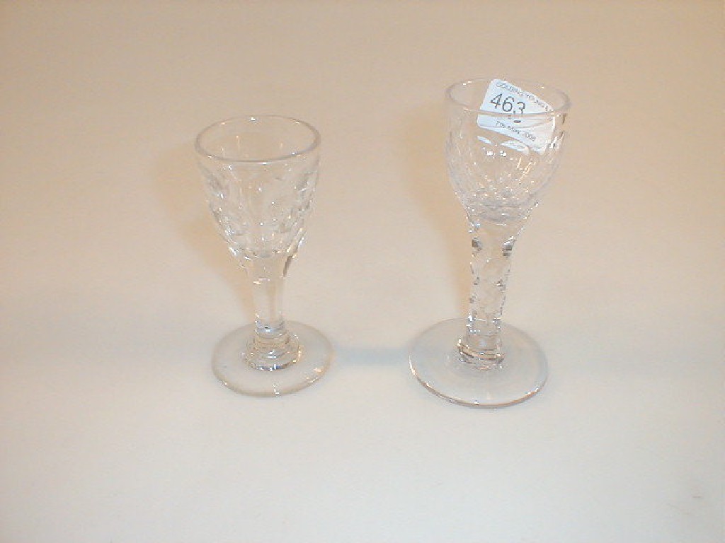 Appraisal: Two slice cut wine glasses