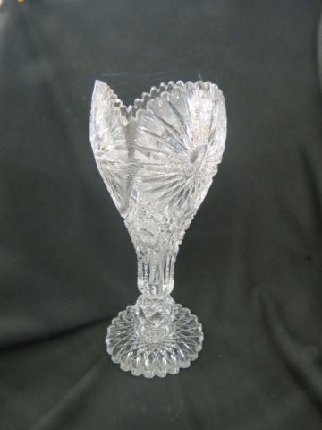 Appraisal: Cut Glass Vase floraform style cut knob at base sunflower