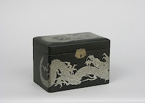 Appraisal: Lacquer Tea Caddy ca early th century Silver foil dragon