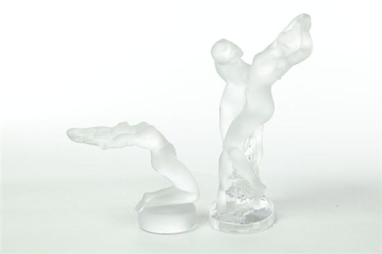 Appraisal: TWO LALIQUE NUDE FIGURINES France th century glass A figurine