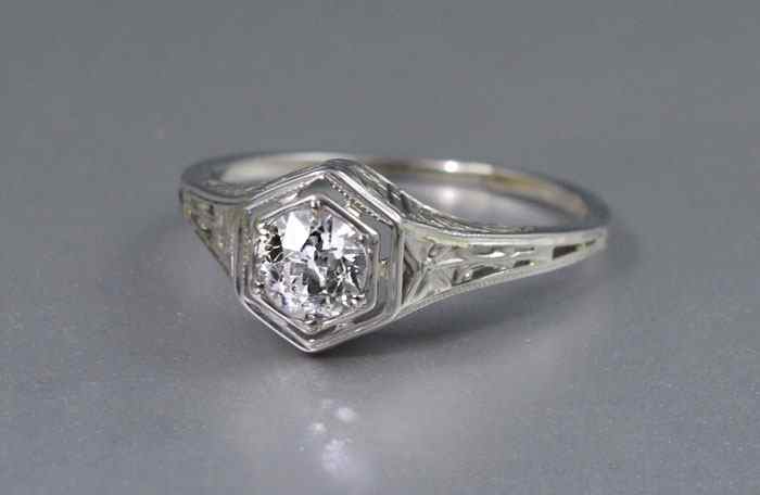 Appraisal: K CT DIAMOND RING K white gold ring contains one