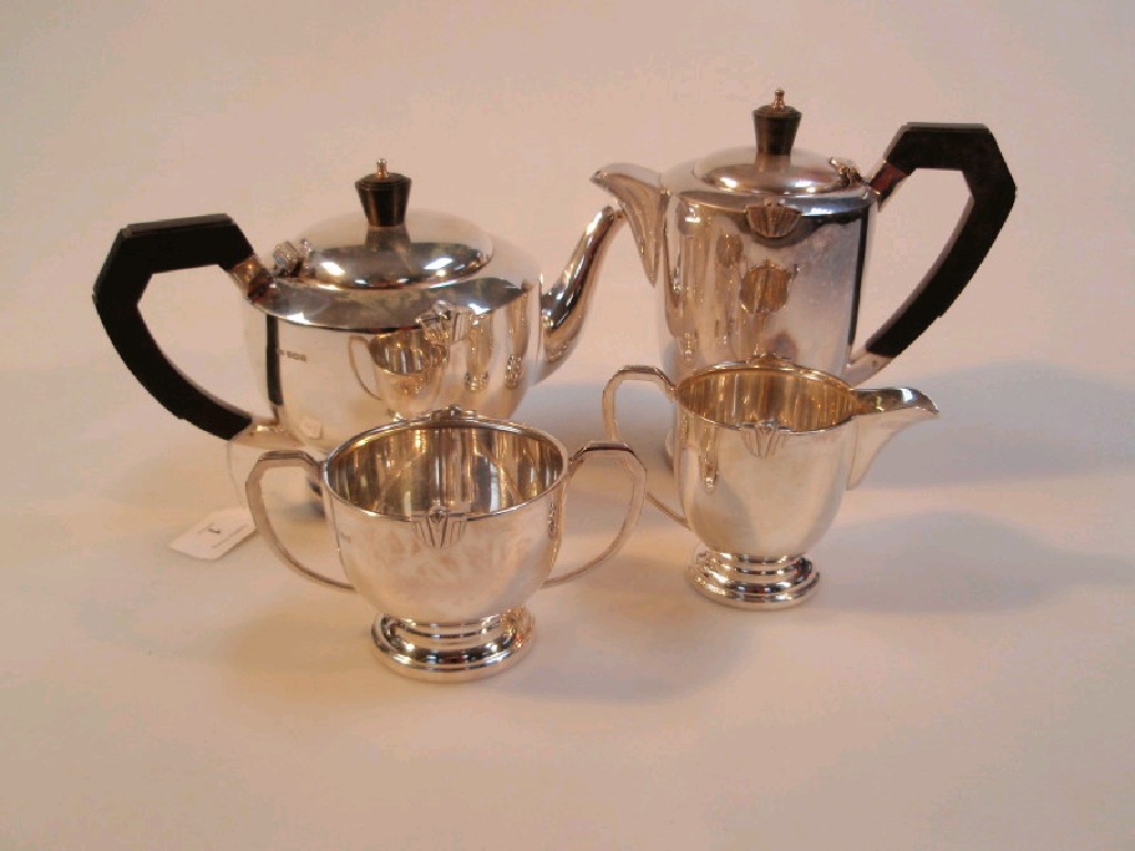 Appraisal: A George V silver four-piece tea set of circular form