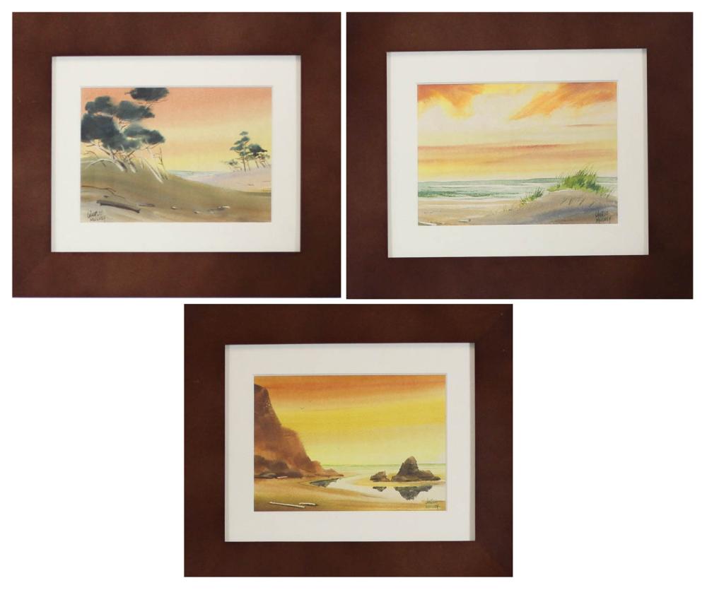 Appraisal: CHARLES MULVEY Oregon - three watercolors on paper seascapes Each