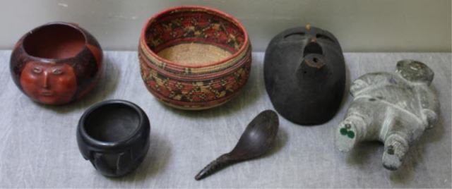 Appraisal: American Indian Group Includes a basket a mask pots and