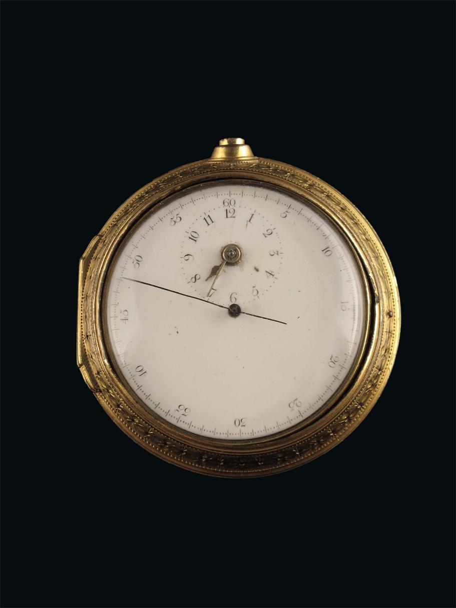 Appraisal: A gilt metal quarter repeating verge watch with centre seconds