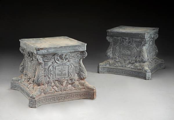 Appraisal: A pair of Renaissance style painted cast iron pedestals Each