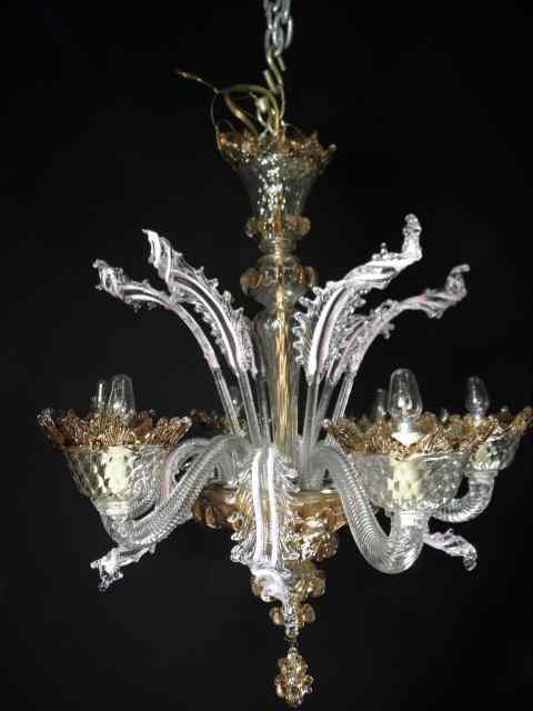 Appraisal: An ornately made Murano glass six-light chandelier Circa early th