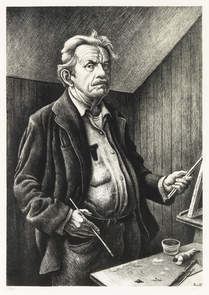 Appraisal: THOMAS HART BENTON Self-Portrait Lithograph x mm x inches full