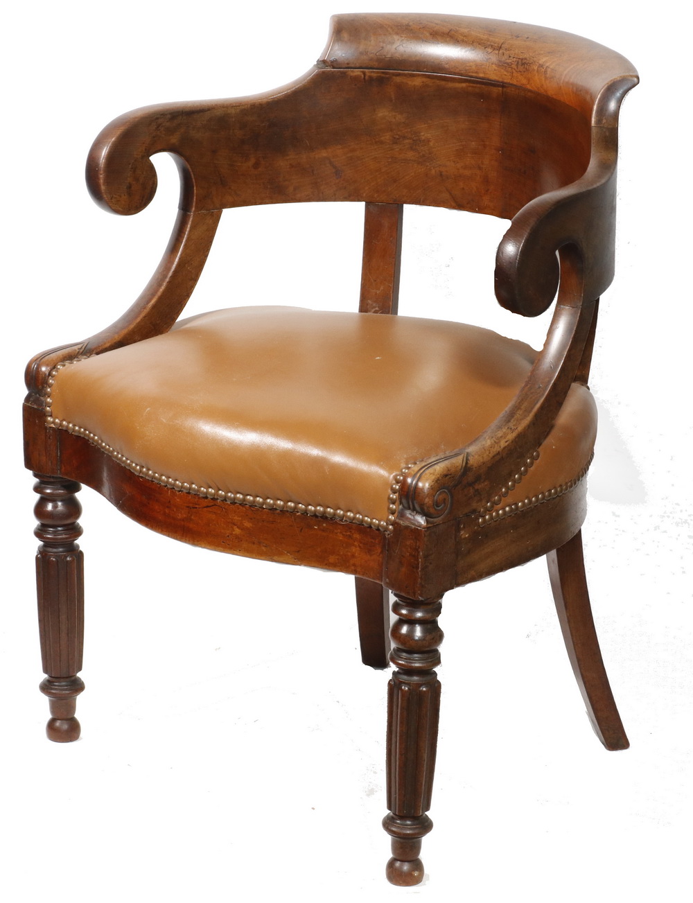 Appraisal: GEORGE IV CARVED MAHOGANY CHAIR CIRCA Well Formed English Barrel