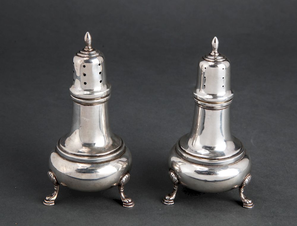 Appraisal: Empire Sterling Silver Salt Pepper Shakers Empire sterling salt and