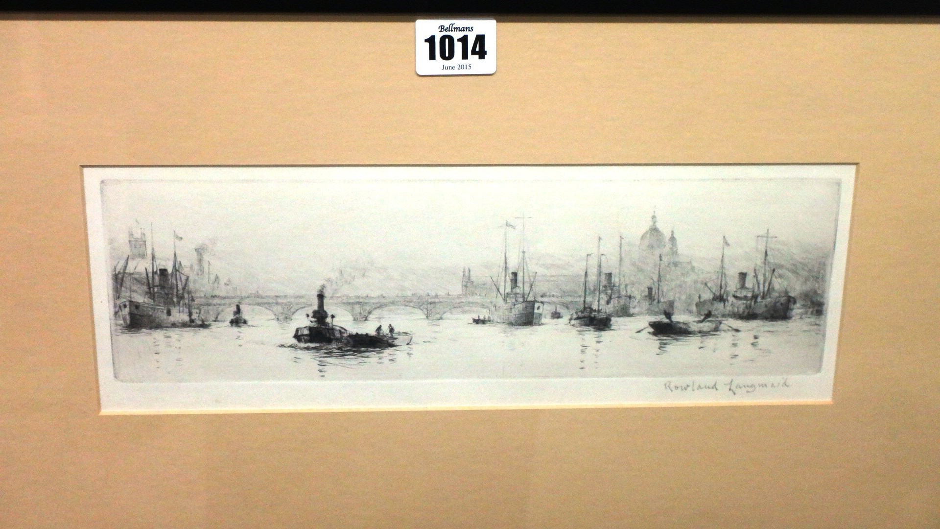 Appraisal: Rowland Langmaid - Vessels on the Thames etching signed in