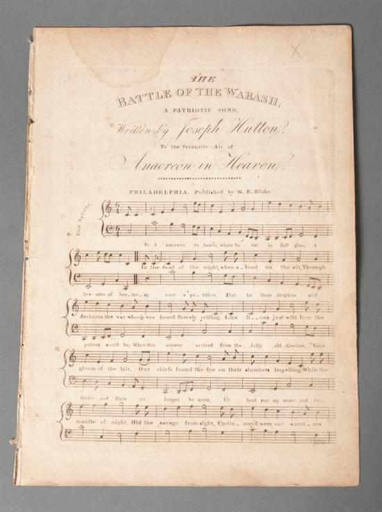 Appraisal: Star-Spangled Banner Sheet music containing ''The Battle of the Wabash''