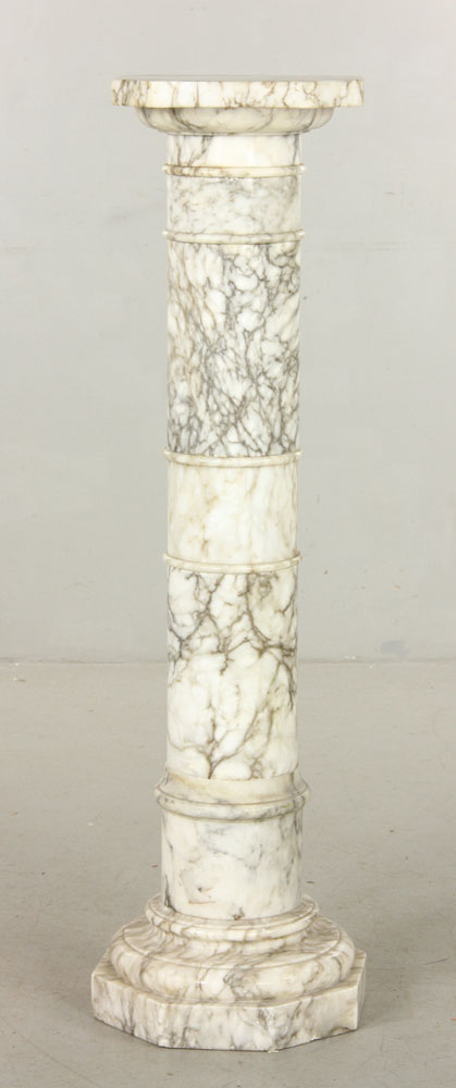 Appraisal: - Antique Marble Pedestal Antique pedestal white and gray marble